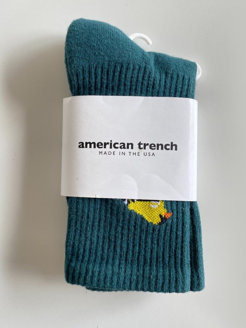 American Trench Goldfinch Crew Sock Green USA made Unisex